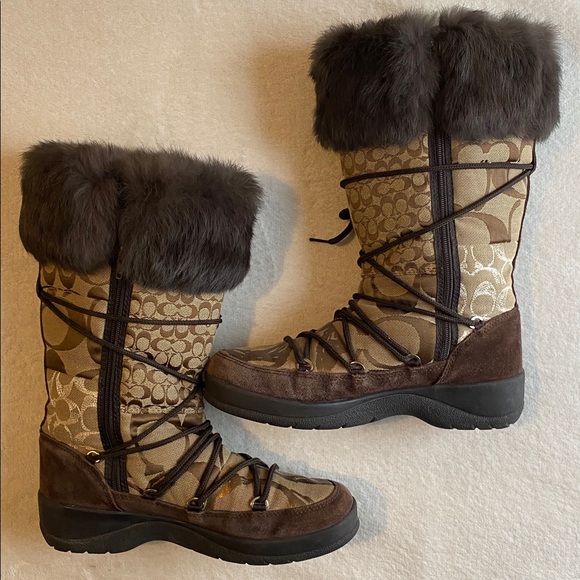 Coach Laurlyn Q139 Leather Winter Boots Patchwork โCโsโ Quilted. Zip Up. Sz. 9 M - Picture 6 of 17